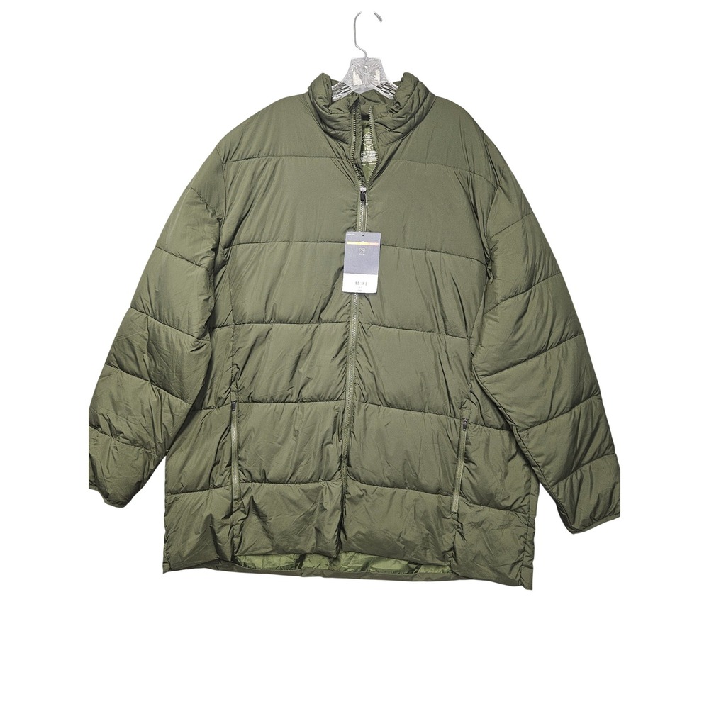 St Johns Bay Mens 2XLT Puffer Jacket Rich Avocado Green Big & Tall Full Zip New